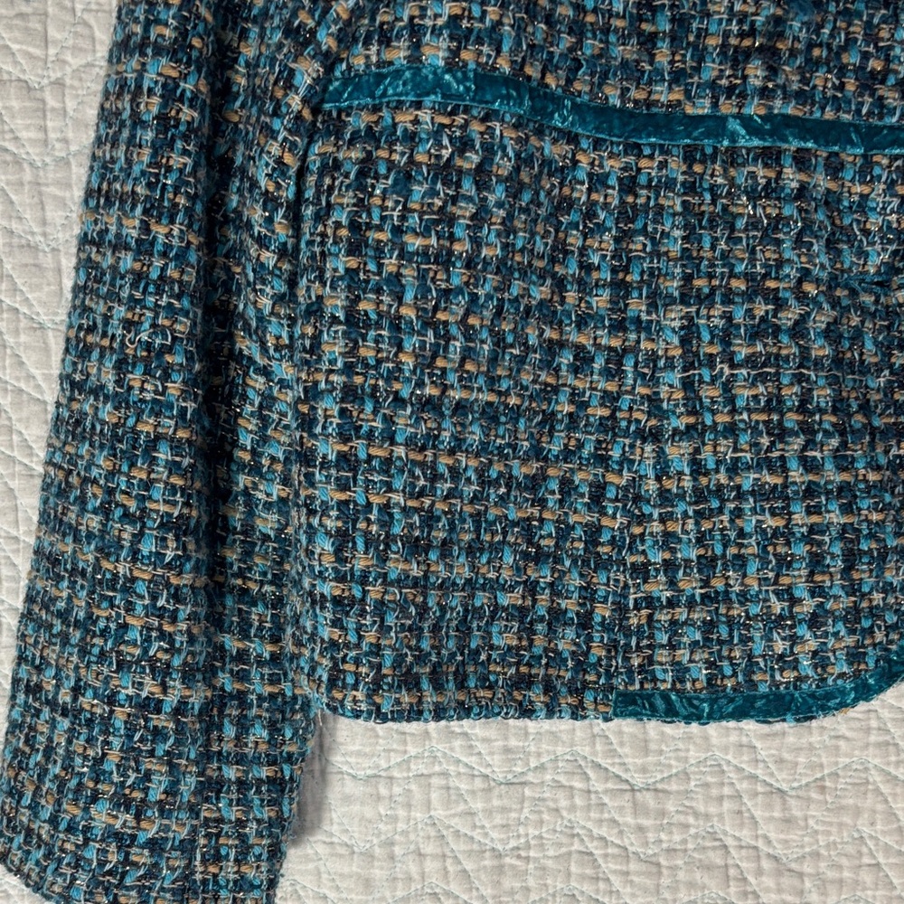 Liz Claiborne Women's Textured Blazer - Blue and Black - Picture 6 of 10